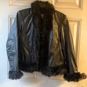Black pleather light weight coat.small.